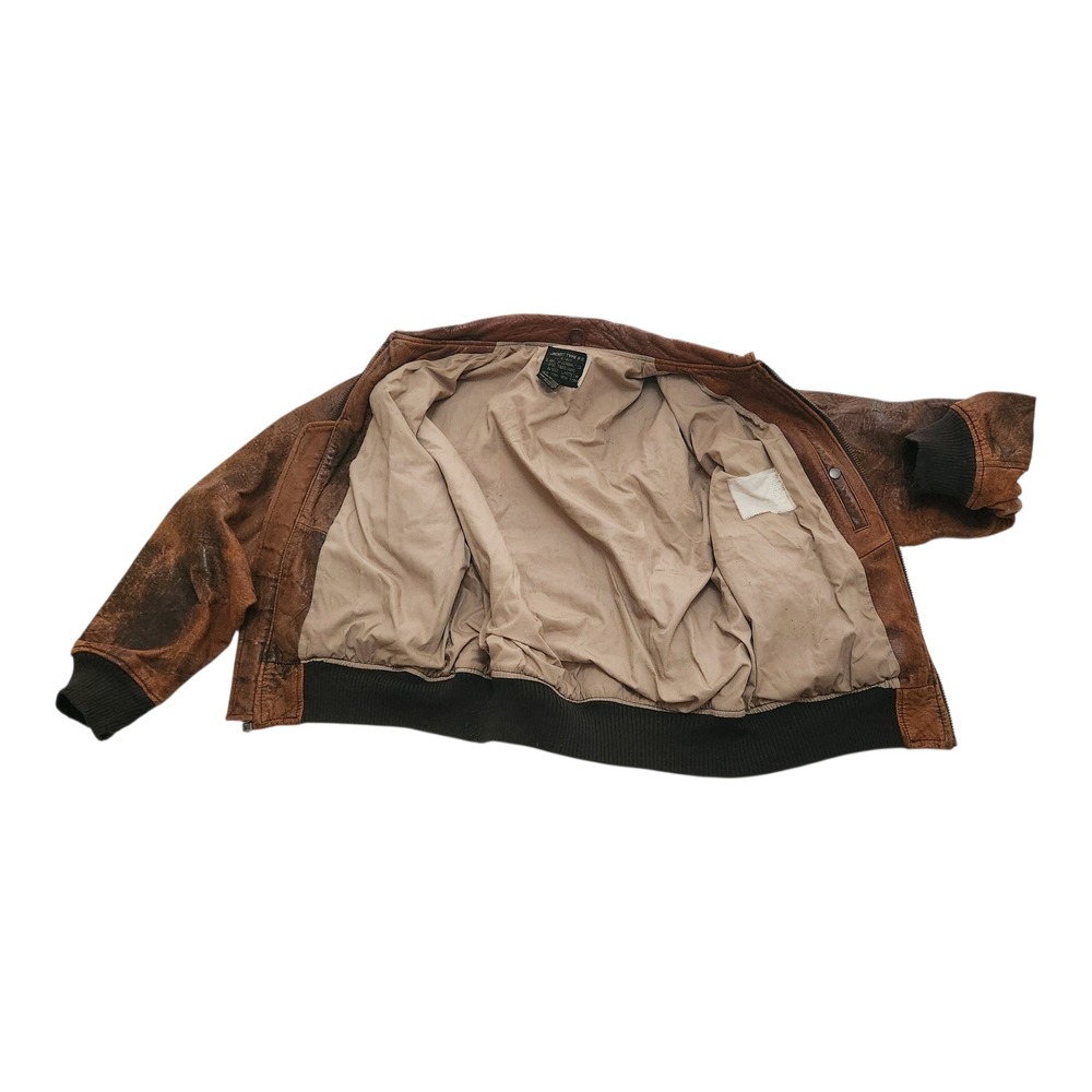 Vintage 1987 Avirex G-2 US Navy Flight Jacket Brown Distressed Leather Bomber - Picture 6 of 10
